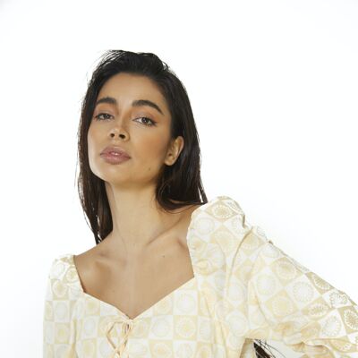 OVERSIZED BABYDOLL TOP-SUNFLOWER CHECK