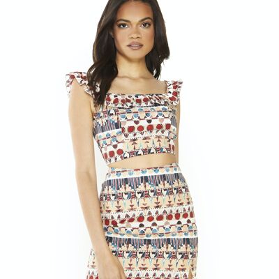 FALDA MINI MUESCA-MARRON MULTI TRIBAL