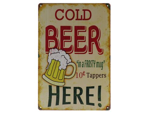 Cold beer metalen bord 20x30cm