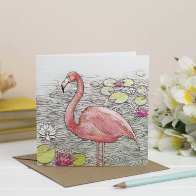 Flamingo y lirios