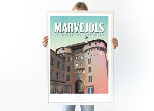 Affiche Marvejols, Gévaudan - Poster de Lozère - Occitanie, France