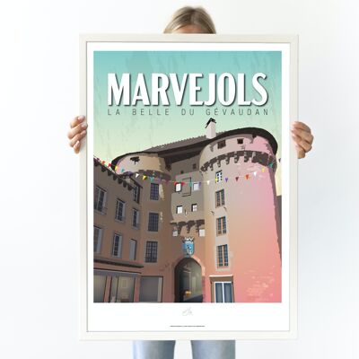 Affiche Marvejols, Gévaudan - Poster de Lozère - Occitanie, France