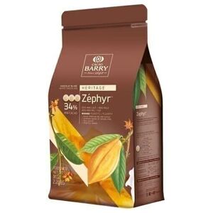 CACAO BARRY - CHOCOLAT BLANC - 34% CACAO - HERITAGE ZEPHIR -  1KG - PISTOLES