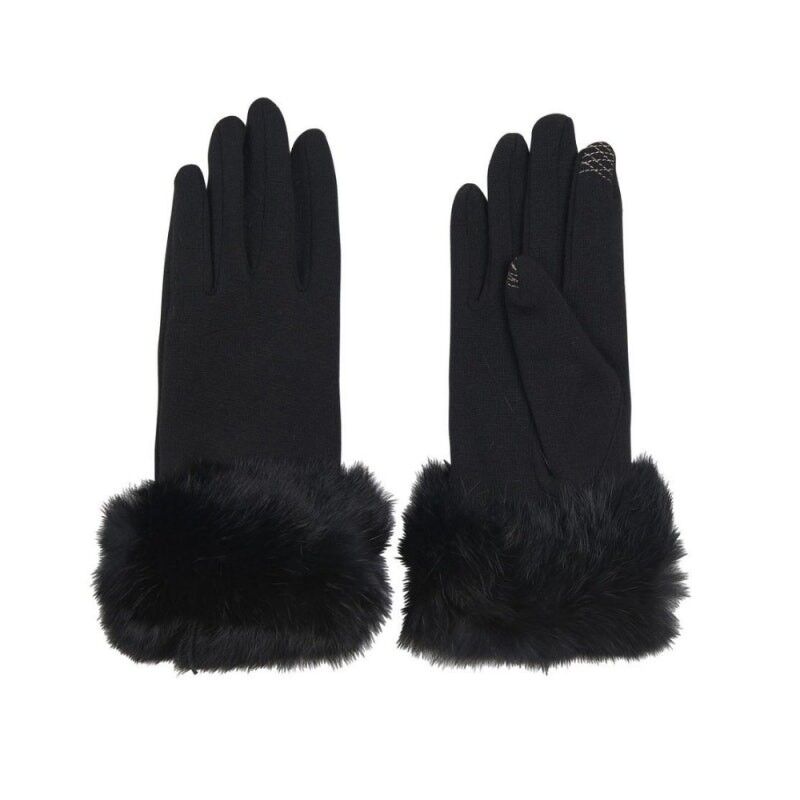 Gants avec bandeau en fausse fourrure