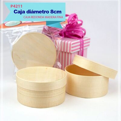 Cajas de madera 8cm diámetro x 4cm . Caja redonda de láminas de madera. Caja para manualidades.