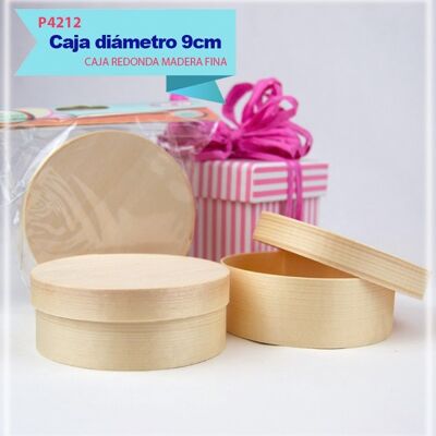 Cajas de madera 9cm diámetro x 3,5cm . Caja redonda de láminas de madera. Caja para manualidades.