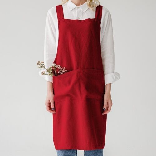 Red Pear Linen Crossback Apron