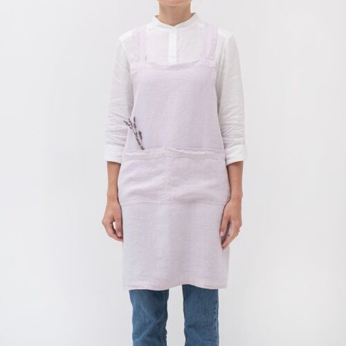 Lavender Fog Linen Crossback Apron