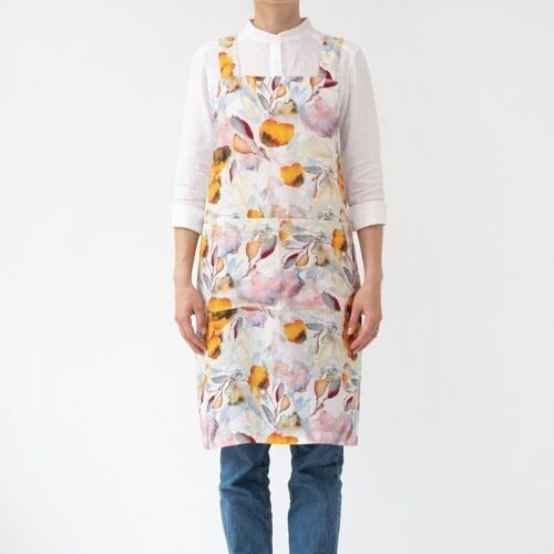 Orange Flow Linen Crossback Apron