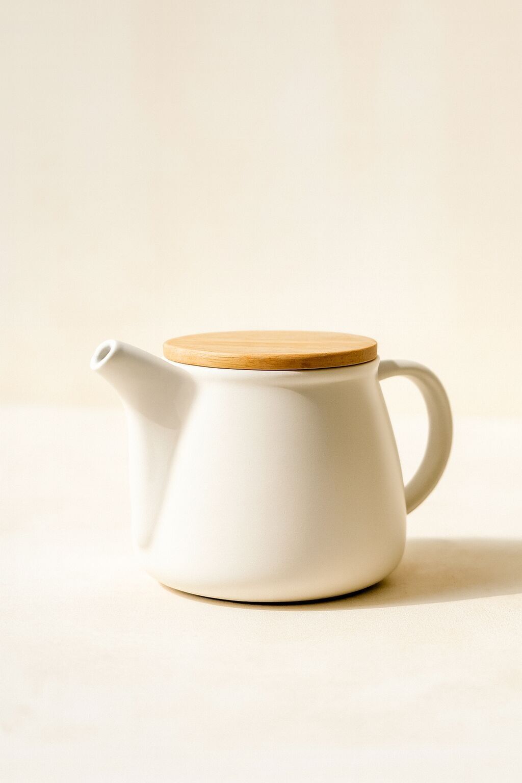 Weiße Porzellan-Teekanne mit Holzdeckel, 1 l MONA