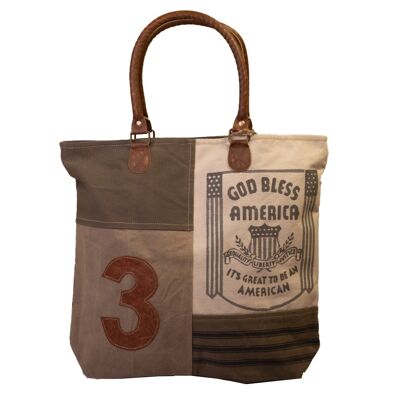 Bolso shopper de lona 'God Bless America' (389)