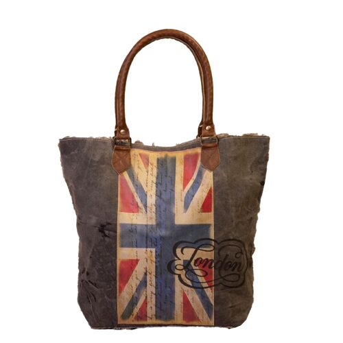 'London' Union Jack Fringed Canvas Shopper (459)