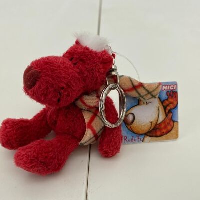 Nici Rudolfo keychain in red, teddy bear, cuddly bear