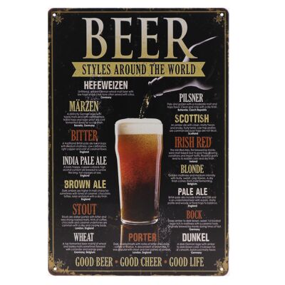 Beer metalen bord 20x30cm