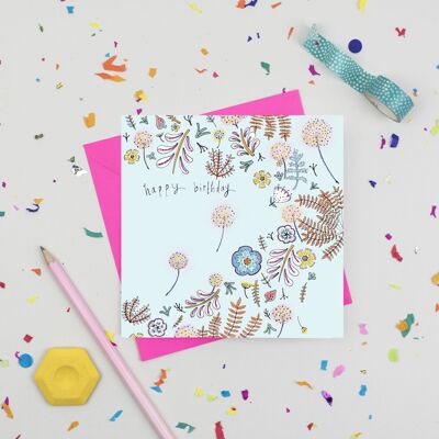 Dandelion Border Birthday Card