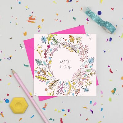 Foliage Wreath Birthday Card