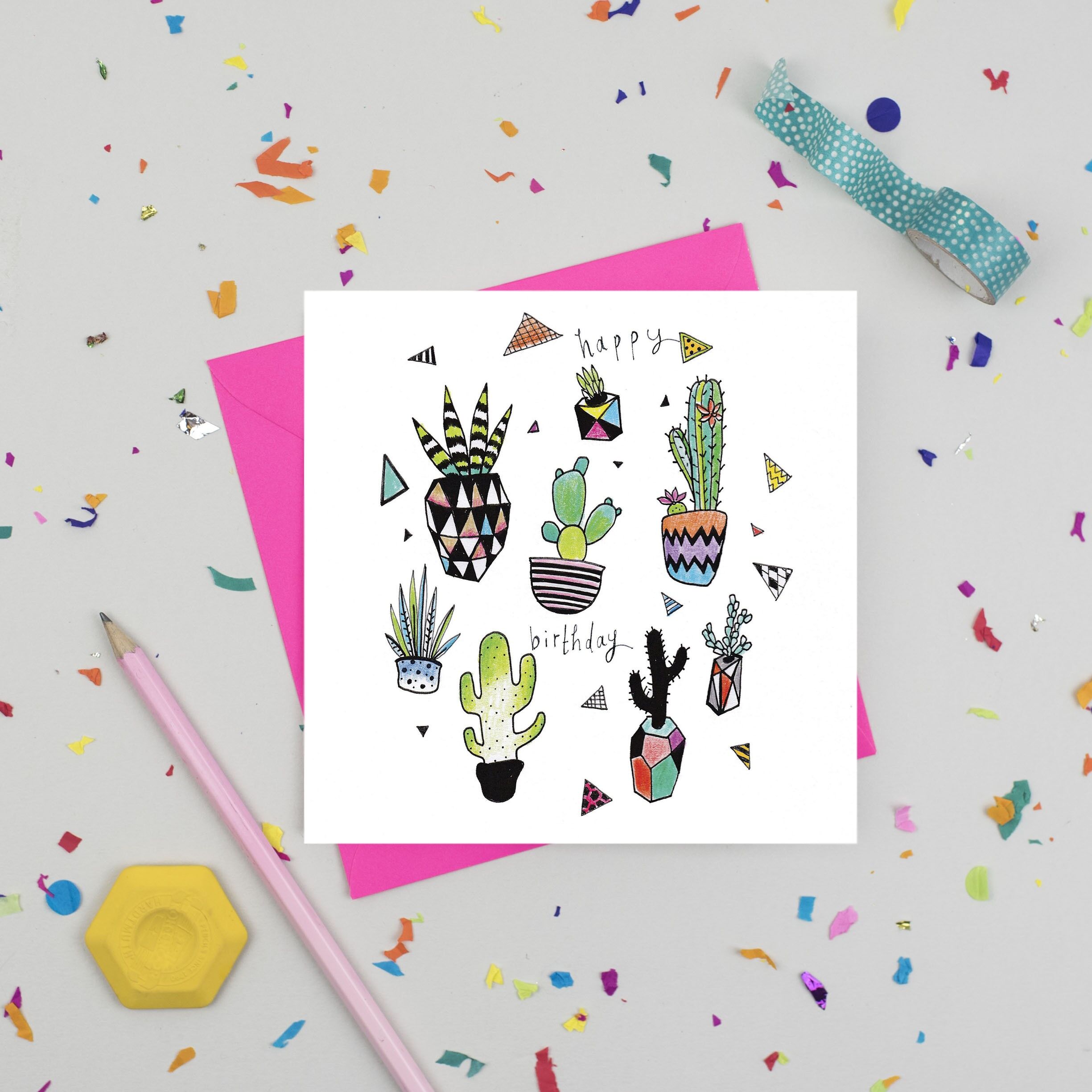 Biglietto di compleanno cactus