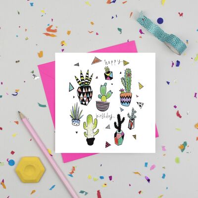 Tarjeta de cumpleaños de cactus