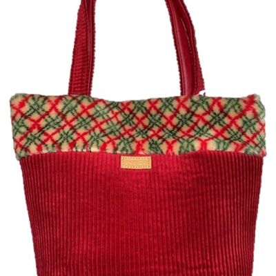 Borsa Nici ordinata in rosso e beige, borsa in peluche