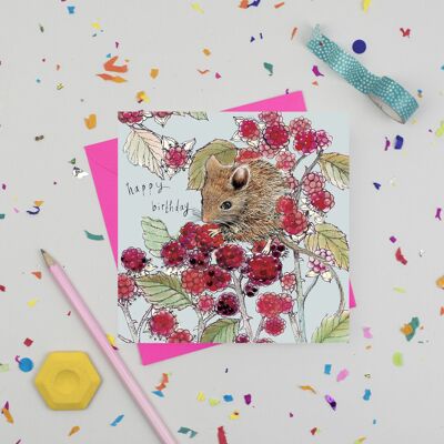Harvest Mouse Birthday Card