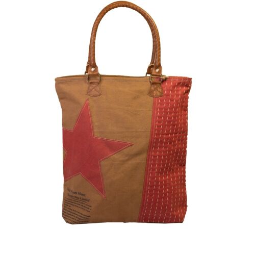 Red Star Vintage Canvas Shopper (595)