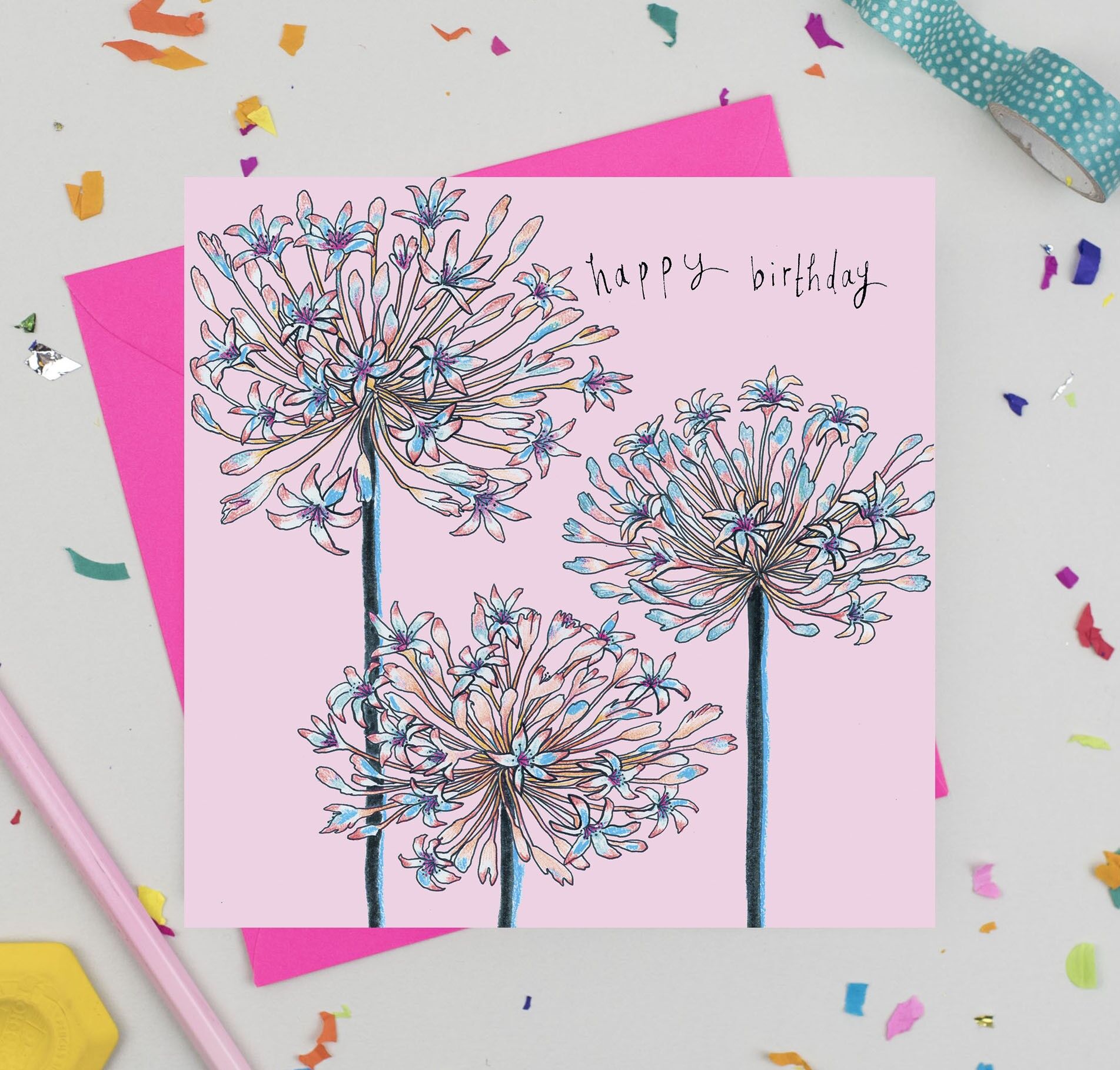 Agapanthus-Geburtstagskarte