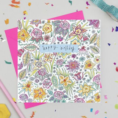 Ditsy Pattern Birthday Card