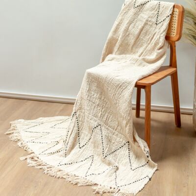 Boho blanket cotton blanket bedspread sofa blanket 140x200 cm LINGGAH Handwoven from cotton