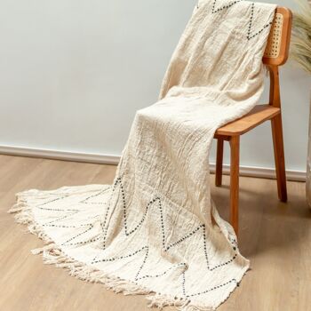 Couverture Boho couverture en coton couvre-lit canapé couverture 140x200 cm LINGGAH Tissé à la main à partir de coton 1