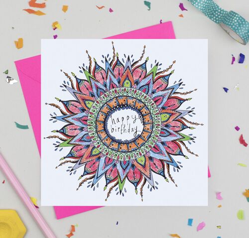 Rainbow Mandala Birthday Card