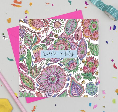 Pink Bloom Birthday Card