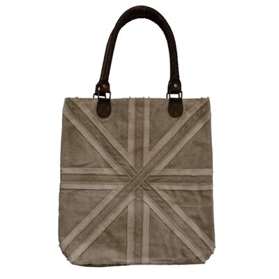 Union Jack Beige Upcycled Canvas Tragetasche (179)