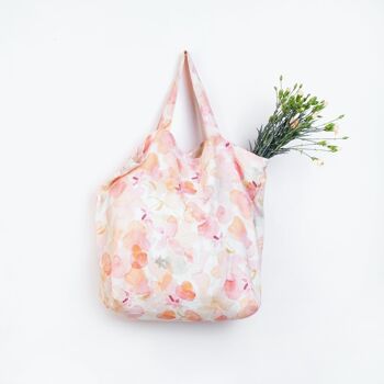 Grand sac en lin fleuri 1