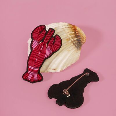 Handmade cannetille lobster brooch - marine brooch