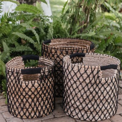 basket | laundry basket | Plant basket PURA (black) made of banana fiber (3 sizes)