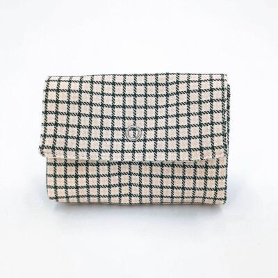 Green & pink checked mini pouch