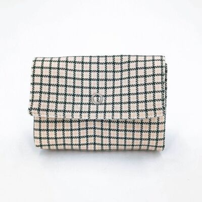 Green & pink checked mini pouch