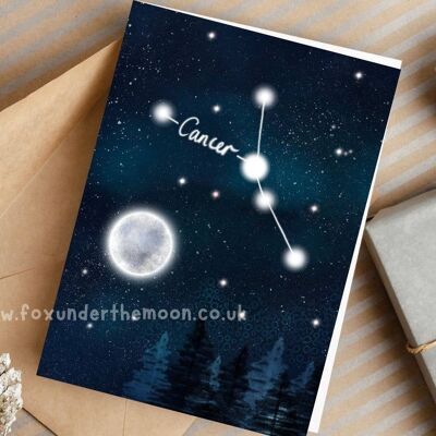 Greeting Card - 'Cancer' Star Sign Greeting Card