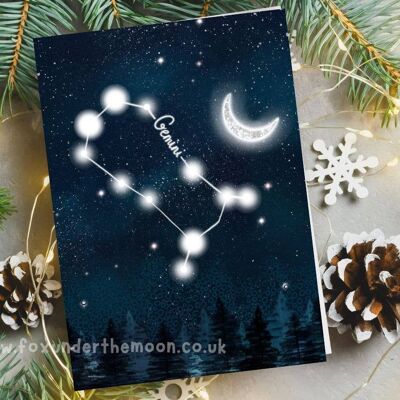 Greeting Card - 'Gemini' Star Sign Greeting Card