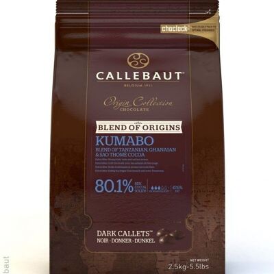 CALLEBAUT - DARK CHOCOLATE - 80.1% COCOA - ORIGINAL KUMABO BLEND - 2.5KG - CALLETS
