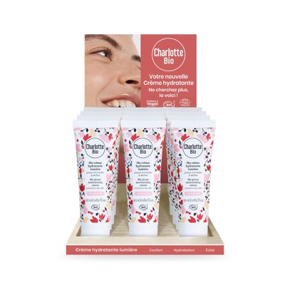Natural and organic light moisturizing cream display
