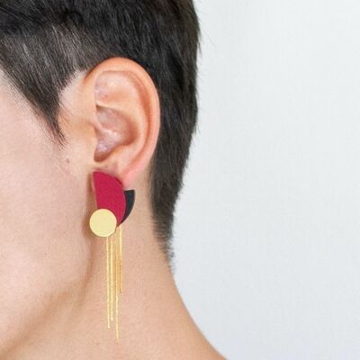 Grandes boucles d'oreilles dorées | Boucles d'oreilles géométriques modernes | boucles d'oreilles pendantes Marianne