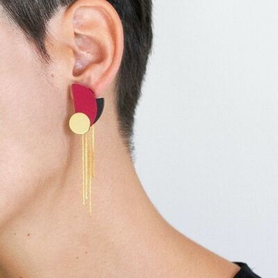 Grandes boucles d'oreilles dorées | Boucles d'oreilles géométriques modernes | boucles d'oreilles pendantes Marianne