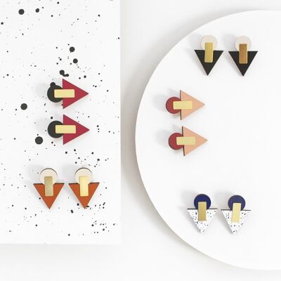 Geometric wood and brass earrings | Siedhöff modern earrings