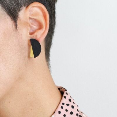 Boucles d'oreilles demi-cercle bois et laiton | Boucles d'oreilles minimalistes Üdalts