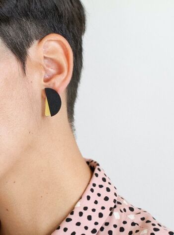 Boucles d'oreilles demi-cercle bois et laiton | Boucles d'oreilles minimalistes Üdalts 1