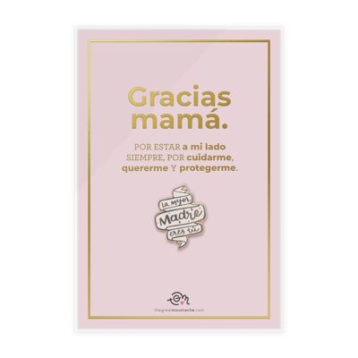GOLDEN STAMPING CARD + PIN "THE BEST MOTHER IS YOU"