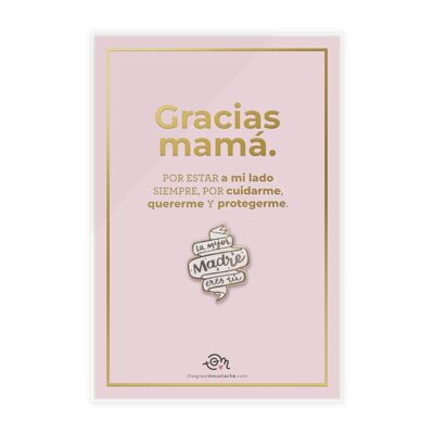 TARJETA STAMPING DORADO + PIN "LA MEJOR MADRE ERES TÚ"