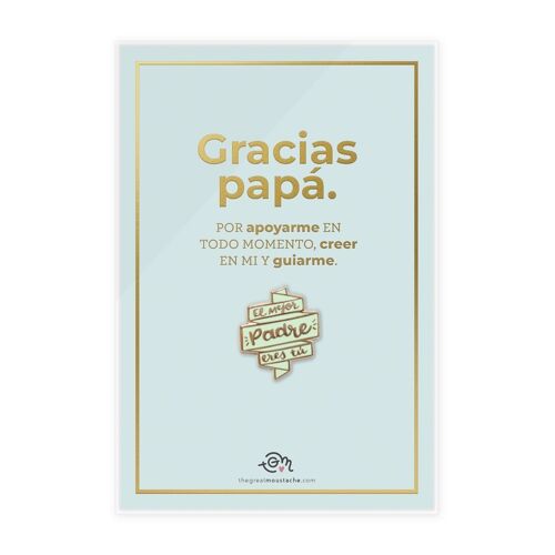 TARJETA STAMPING DORADO + PIN "EL MEJOR PADRE ERES TÚ"