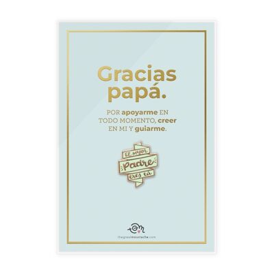 GOLDEN STAMPING CARD + PIN "THE BEST FATHER IS YOU"